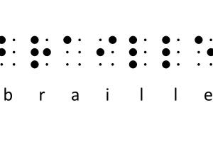 Het woord 'braille' in brailleschrift