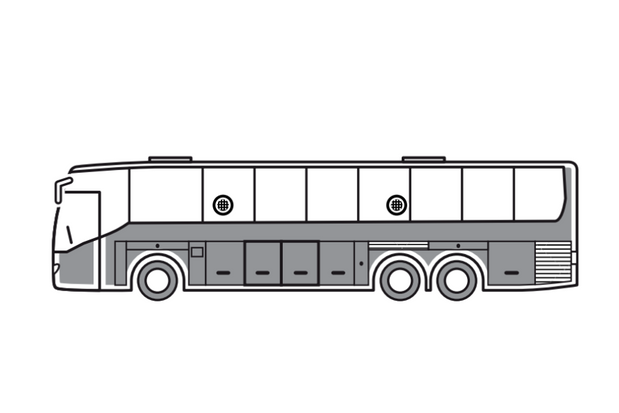 Voorbeeld aanvankelijk niveau: bus met passagiers zijaanzicht