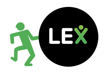 logo van LEX-voorleesapp met poppetje ernaast
